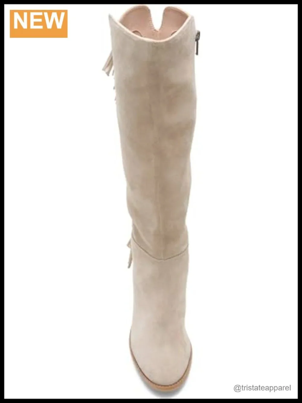 Suede Over-the-Knee Fringe Boots Block Heel Zip